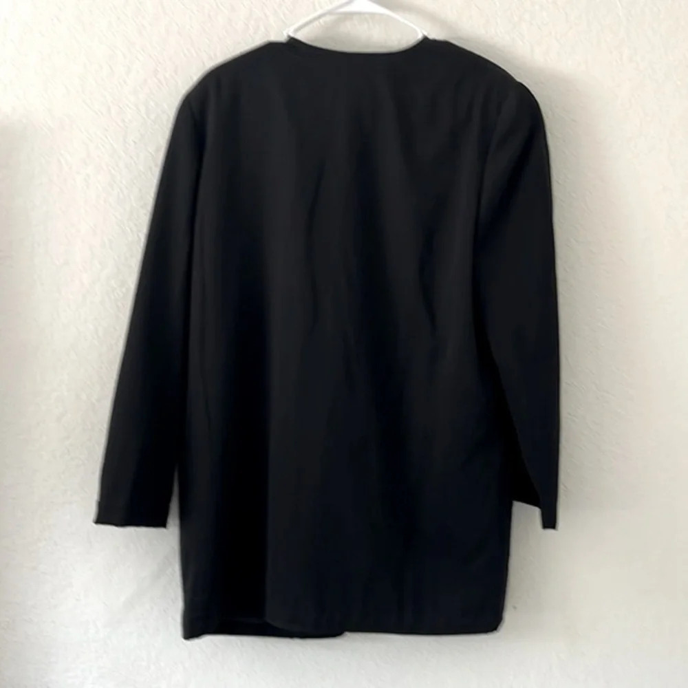 Vintage blazer size 12 black blazer shoulder‎ pads pockets open front lined fall - Picture 2 of 6